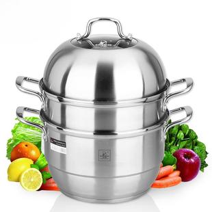 不锈钢蒸锅304双层2层二层三层大号蒸镆电磁炉通用363840CM