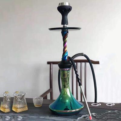 热销螺旋水烟螺旋单管渐变色炫彩水烟壶hookah彩色水烟