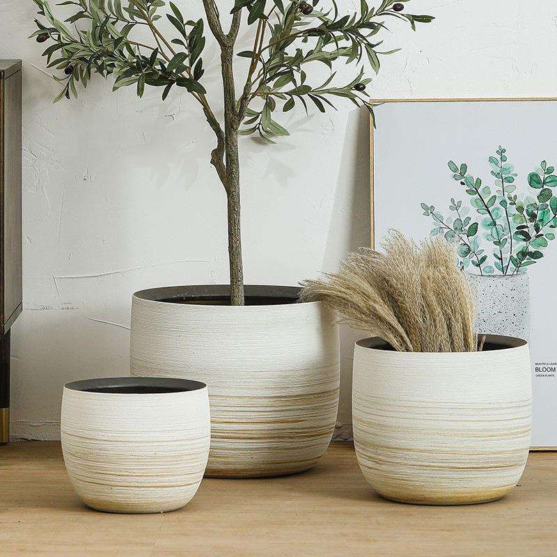 北欧风白色陶瓷花瓶现代简约客厅绿植盆大号庭院种树盆栽装饰摆件