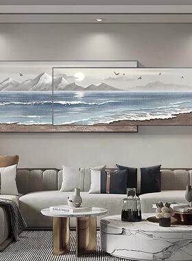 新款直销酒店民宿山水画现代金属横幅壁画装饰画客厅沙发背景墙挂