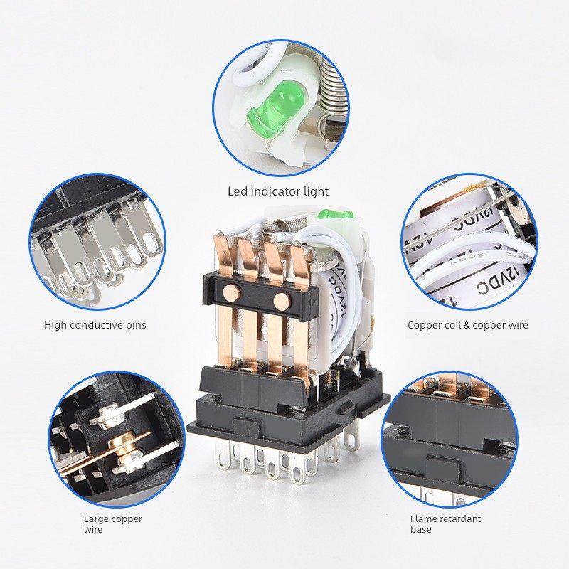 小型电磁中间继电器220V Ac 24V12V Dc大功率底座8引脚Hh52P53P54,电子元器件市场,继电器,淘宝优惠券,粉丝福利购,淘宝优惠卷