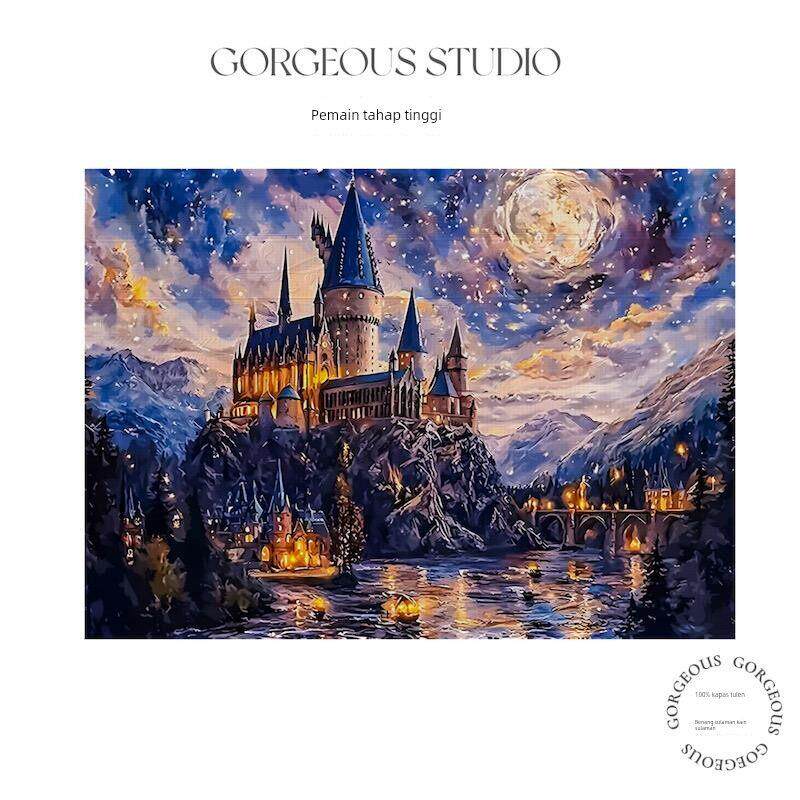 《星夜霍格沃茨》16CT精准印花十字绣套件25高CT客厅高级感挂画