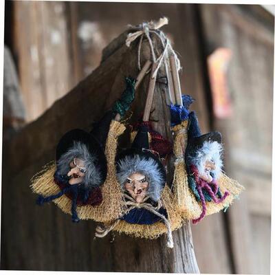 Halloween small pendant, witch broomstick pendant, ghost fe