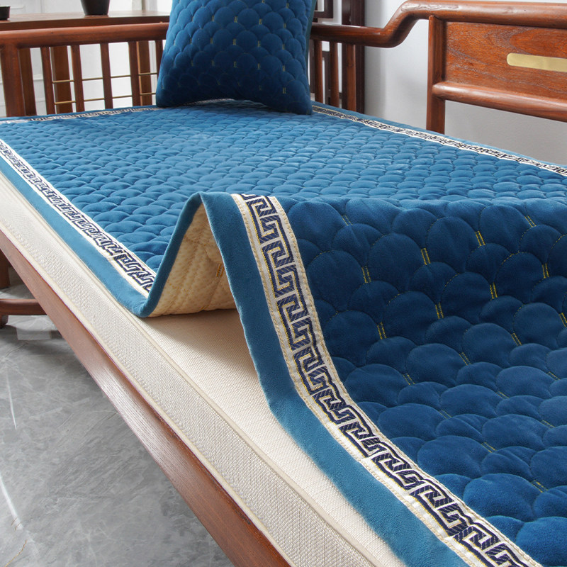 实木沙发垫子新中式冬季防滑套罩红木家具沙发坐垫罗汉床加厚毛绒