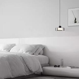 意式极简卧室床头小吊灯现代简约全铜玻璃餐厅吧台玄关垂线灯