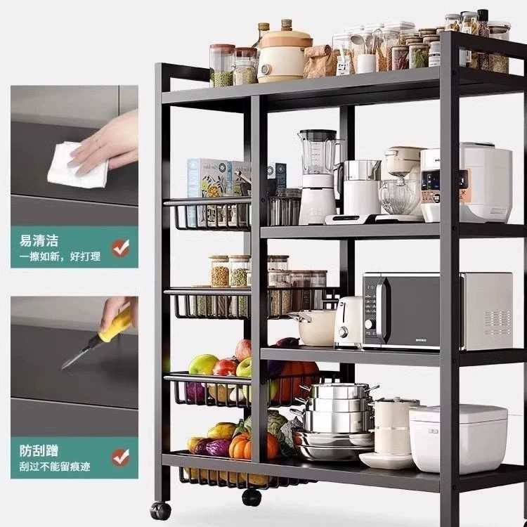 奢铁艺卧室架移动储轻厨房蔬菜水果收纳物置架子物架零食客厅架可