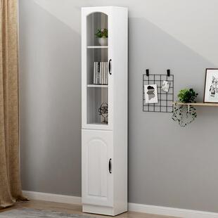 单门书柜置物架客厅夹缝窄柜子带玻璃门一体靠墙简易书架落地定制