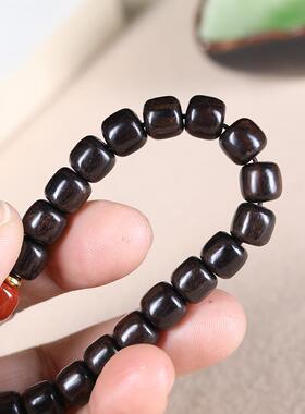 2026黑檀木老型珠手串搭配雪巴琉璃三色隔珠男女时尚中国风饰品手