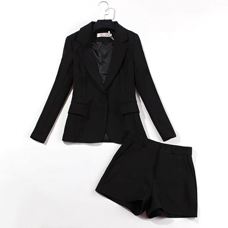 包邮西装短裤套装女秋冬新款韩版小西服外套时尚休闲款两件套黑色
