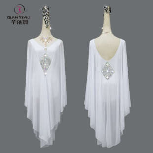 2025新款白色拉丁舞比赛服装专业舞蹈高级伦巴表演出花服艺考仙气