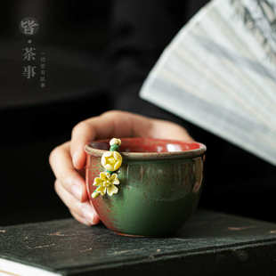 功夫茶具个人杯品茗杯小茶碗 复古手工陶瓷主人杯家用茶杯单杯中式