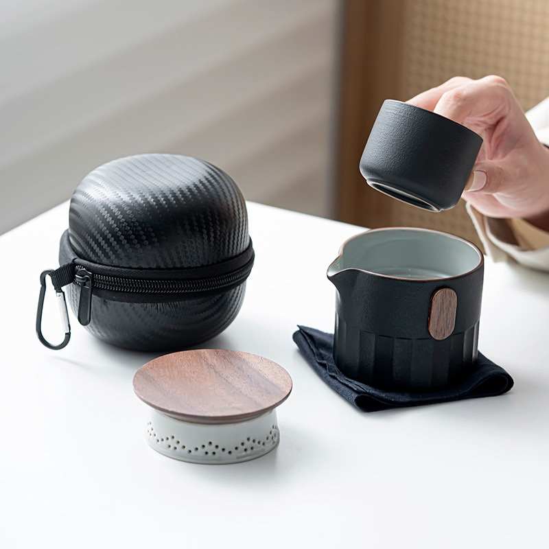 旅行茶具套装防烫陶瓷一壶二杯旅行便携式家用户外随身简易快客杯