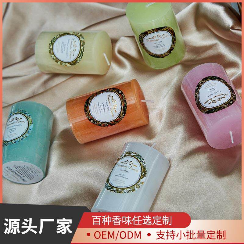 家用无烟香薰蜡烛柱蜡圆柱应急照明生日婚礼教堂香氛跨境工厂