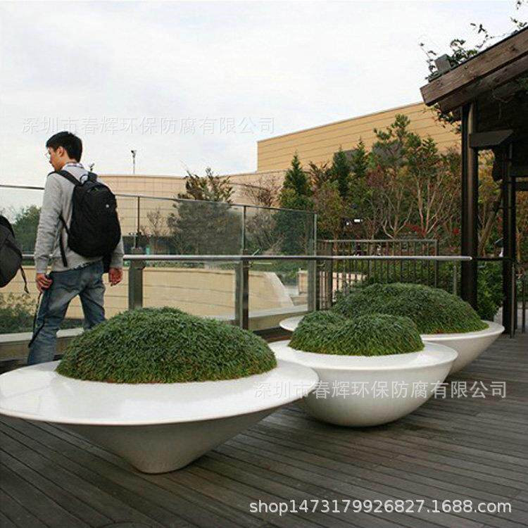玻璃钢飞碟座椅创意花盆商场休闲椅户外广场异形坐凳园林景观座椅
