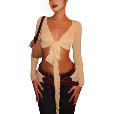 Women'S Basic Plain Crop Tee Casual Long Sleeve T-Shirt For