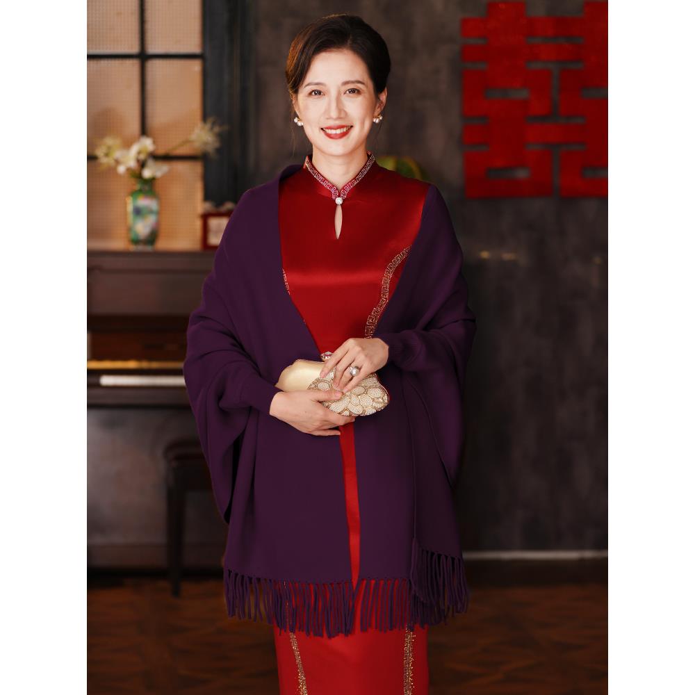 秋冬新款高端大气上档次搭配旗袍披肩外搭开衫喜婆婆妈妈斗0916z