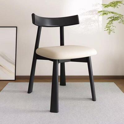 佛山北欧实木现代简约椅子船桨餐桌椅黑色餐椅餐厅酒店椅家用