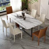 意式 轻家用餐椅奢餐厅酒店现代简约可叠靠背桌凳KQW子马鞍皮餐加