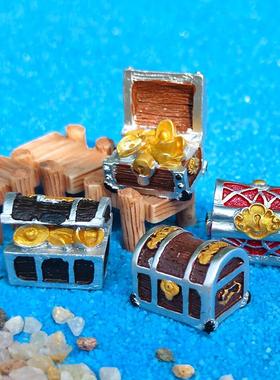 黄金宝盒金币小饰品微景观鱼缸水族海盗系列海底景观装饰DIY饰品