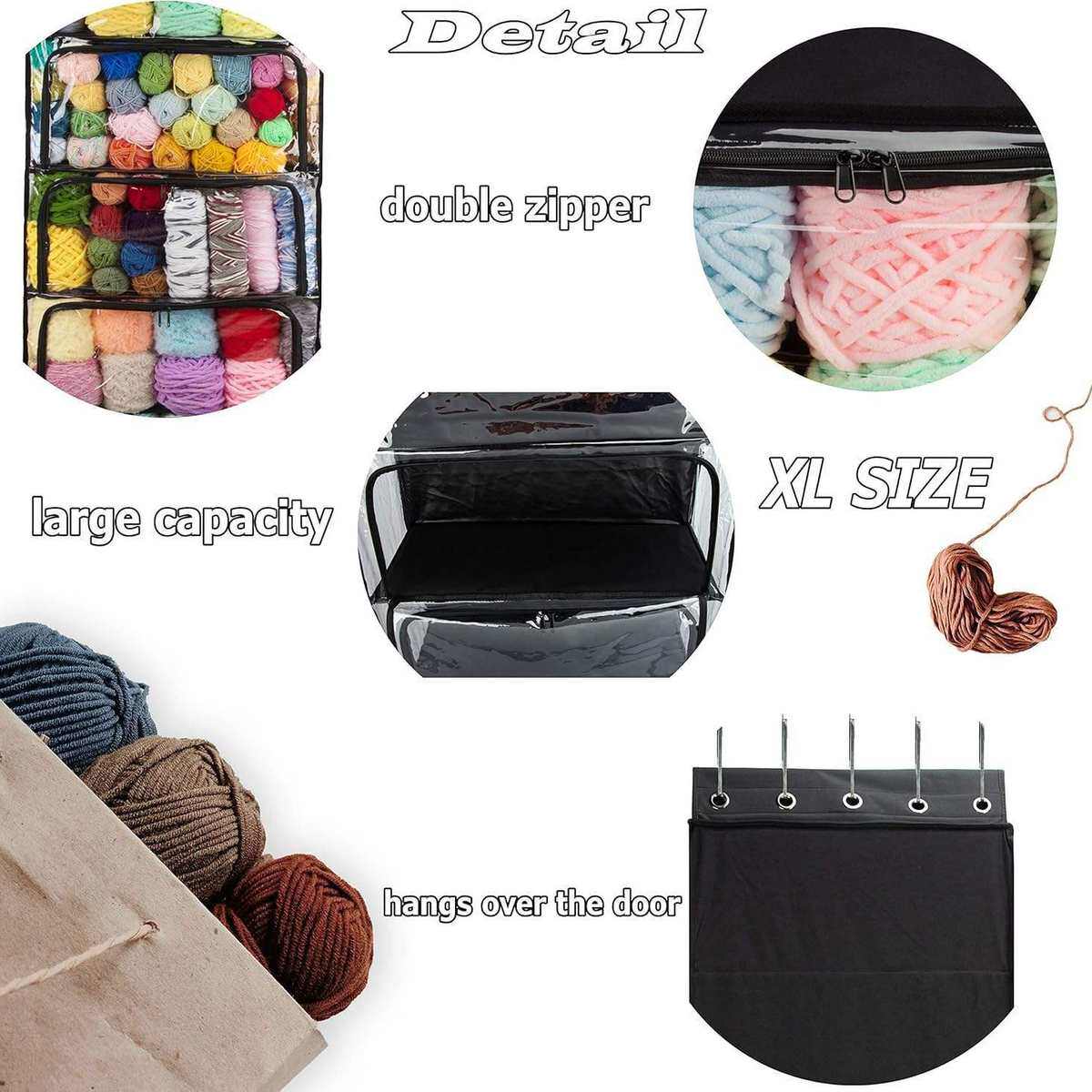 纱线收纳袋灰色新款透明收纳分类整理包包收纳多功能防尘毛线,收纳整理,收纳挂袋,淘宝优惠券,粉丝福利购,淘宝优惠卷