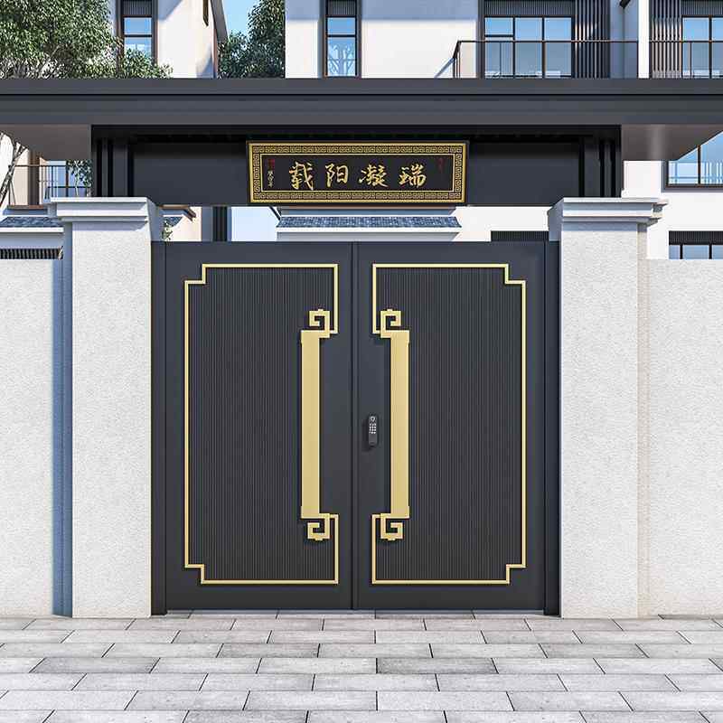 铝合金别墅精雕庭院大门铝艺农村自建房铁艺院子大门双开 关自动