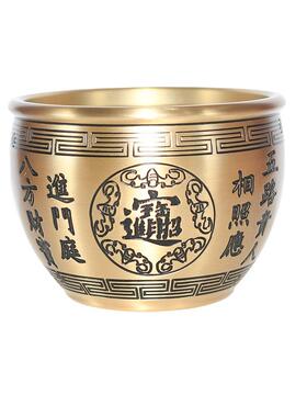 八宝缸对联缸黄铜缸聚财招财缸摆件大号全铜百福杯聚宝盆家用店铺