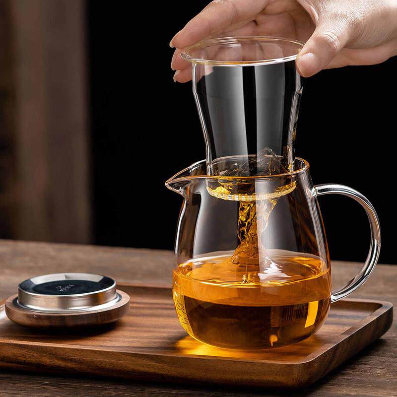 加璃泡玻茶杯水分离过滤杯家用厚办公室三蘑菇杯(件杯鹰嘴茶红茶