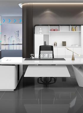 烤老板桌班椅组合白色时尚漆经理室办公家具总裁单人大现台简约代