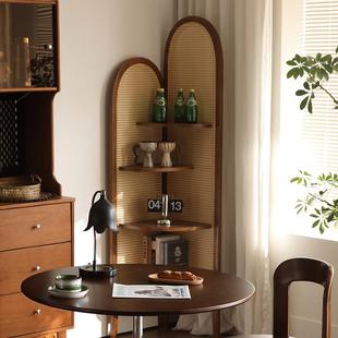 批中古实木三墙拐转角柜风落编地客厅收纳发771置物卧屏室藤沙边