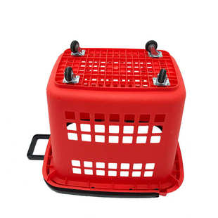 大号80L拉杆篮可放下桶装 水超市卖场塑料拉杆带轮拖篮购物篮