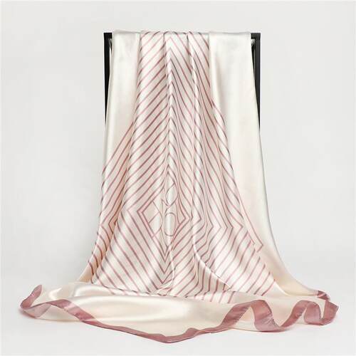 Print Silk Shawl Foulard Satin Hijab Square Scarf For Women