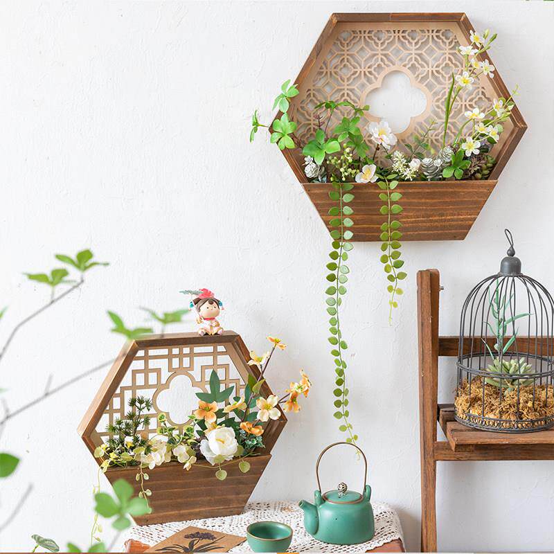 阿楹 楼梯茶室古风墙面装饰画 画 背景墙上绿植挂件墙壁彷真花藤