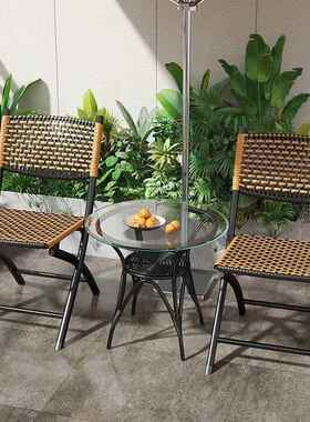 阳台折叠椅单JVK人户外靠马扎凳子餐塑料藤编椅闲背小椅子家用休