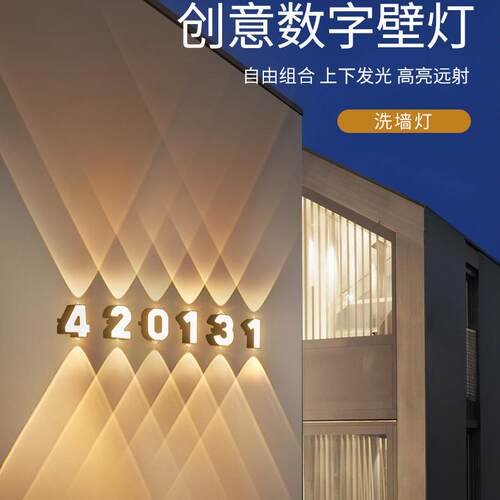 跨境led数字室外发光壁灯企业背景店铺Logo门牌创意户外灯具