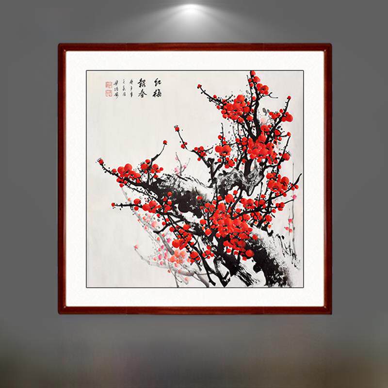 梅花画中国画纯手绘正品挂画水墨画装饰客厅入口餐厅格斗广场素描