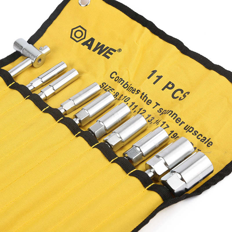 套筒件套转换组钒铬扳套钢制造维修11型11pcst包手卷工具套装
