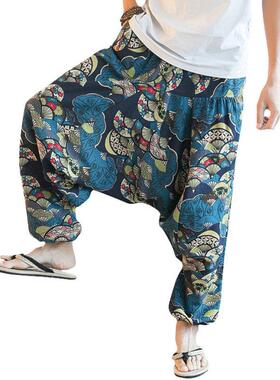 Hip Hop Aladdin Hmong Baggy Cotton Linen Harem Pants Men 裤