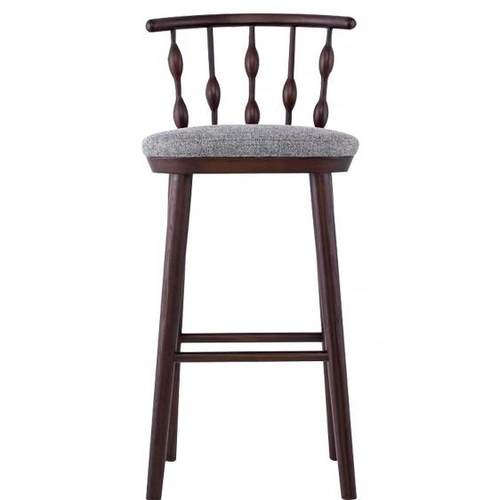 中古风实木家用吧台椅设计师简约覆古高椅餐厅吧椅吧台凳高脚椅子