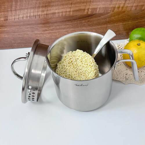 304不锈钢泡面锅小火锅韩式拉面锅多功能迷你带盖奶锅1.5L容量