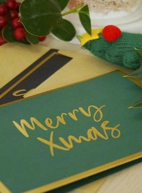 Black Christmas Card Gold Foil Letter Style with Envelope