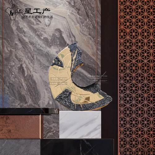 售楼处前台装饰艺术品雕塑样板房酒店不锈钢玄关现代客厅金属摆件