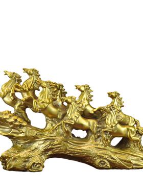 铜马八骏雄风马摆件中式客厅办公室酒柜子摆件装饰铜八马