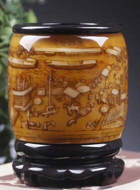 笔筒旋转办公室桌面摆件复古中国风礼品文具创意会议室收纳送领导