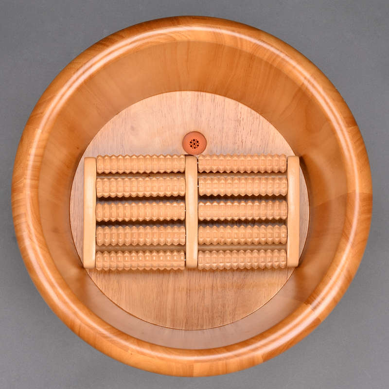 木风泡脚桶木桶带轮按摩足浴洗脚木盆过小腿橡木带滑轮家用桶