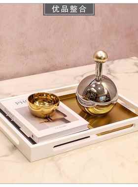 样板间客厅家居软装饰品托盘创意金属工艺品茶几桌面摆件ZH3347