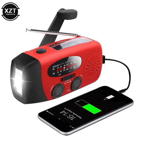 Portable Radio AM/FM/WB Solar Hand Crank Generator LED