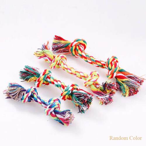 Random Color Pet Dog Toy Bite Rope Double Knot Cotton Rope F