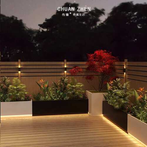 庭院别墅花园造景花箱组合户外发光绿植种植箱室外不锈钢花槽