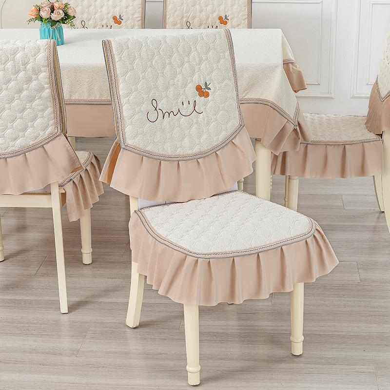 中式分体餐桌椅套套装防滑高端雪尼尔刺绣椅子套罩实木凳子椅垫套