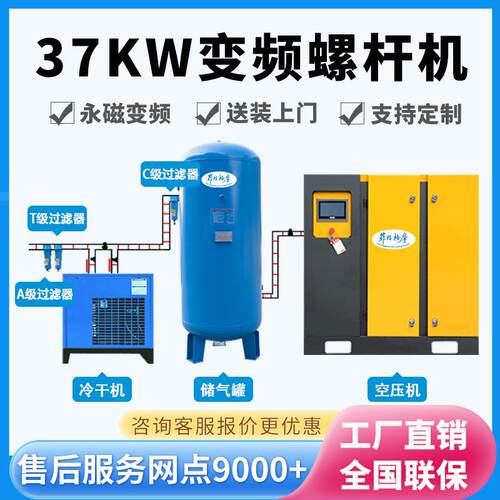 37kw永磁变频螺杆式空压机整套50p匹螺杆机6立方空气压缩机省电